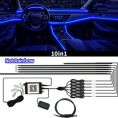 Car Ambient Lights Full Color Streamer LED Interior Hidden Acrylic Strip APP Control Universal Automobile Symphony Atmosphere La