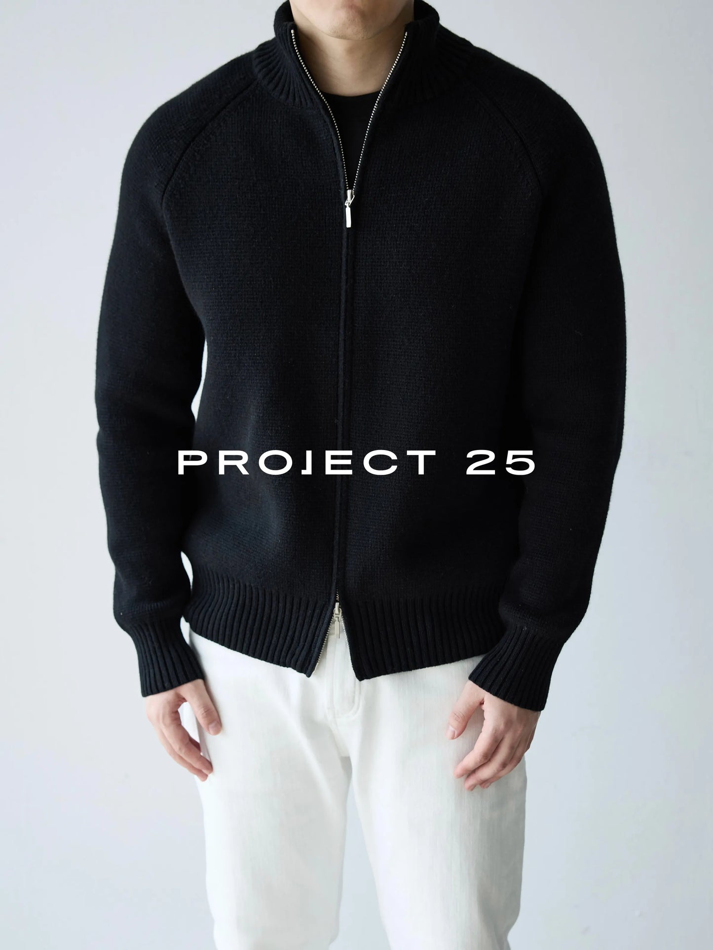 PROJECT 25 Men's Heavyweight 50% Wool Raglan Sleeve Stand Collar Zip-Up Sweater – Premium Commuter Knit Jacket