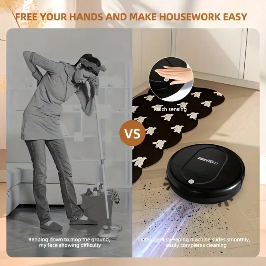 2-in-1 Robot Vacuum and Mop Combo, Wet & Dry Cleaning, Multiple Modes, Perfect for Pet Hair, Debris, Hard Floors, and Low-Pile Carpets