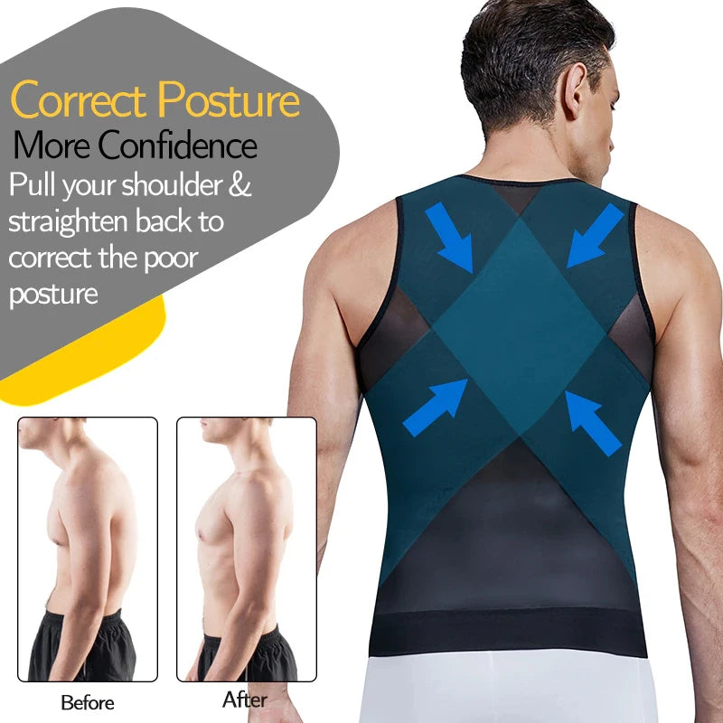 Men's Compression Vest Undershirt Slimming Tank Top Workout Shirts Tummy Slimming Abdomen Body Shaper Waist Trainer Fajas Tops