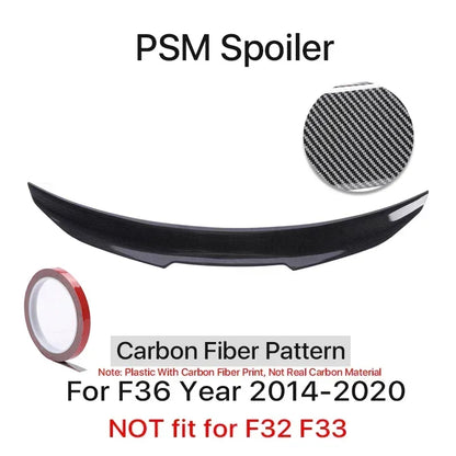Rear Trunk Spoiler Bumper Lip For BMW 4 Series F32 F33 F36 Carbon Fiber PSM M4 MP Style Wing Tail Kit 2014-2020 Gloss Black