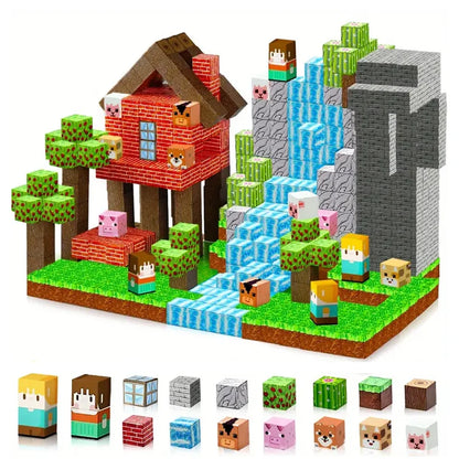 Magnetic Building Blocks Toy Mine World Stacking Create Forest House Architecture Cube Set Creativity Best Gift for Boy Girl Kid