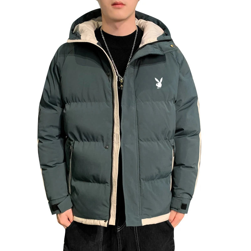Men's Cotton Jacket 2024 New Winter Thickened Hooded down Cotton Padded Coat Fashionable Loose Style Urban Casual Wear