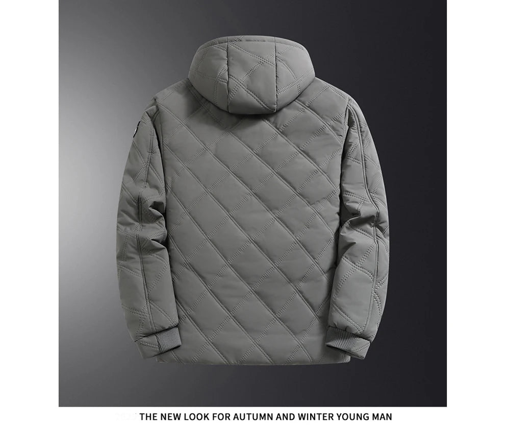 Winter Men's Fleece Warm Down Parkas Fashion Men Cotton Thick Padded Coats Men Thermal Windbreaker Hooded Overcoats Clothing