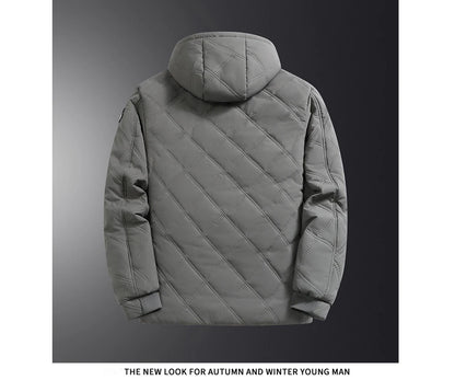 Winter Men's Fleece Warm Down Parkas Fashion Men Cotton Thick Padded Coats Men Thermal Windbreaker Hooded Overcoats Clothing
