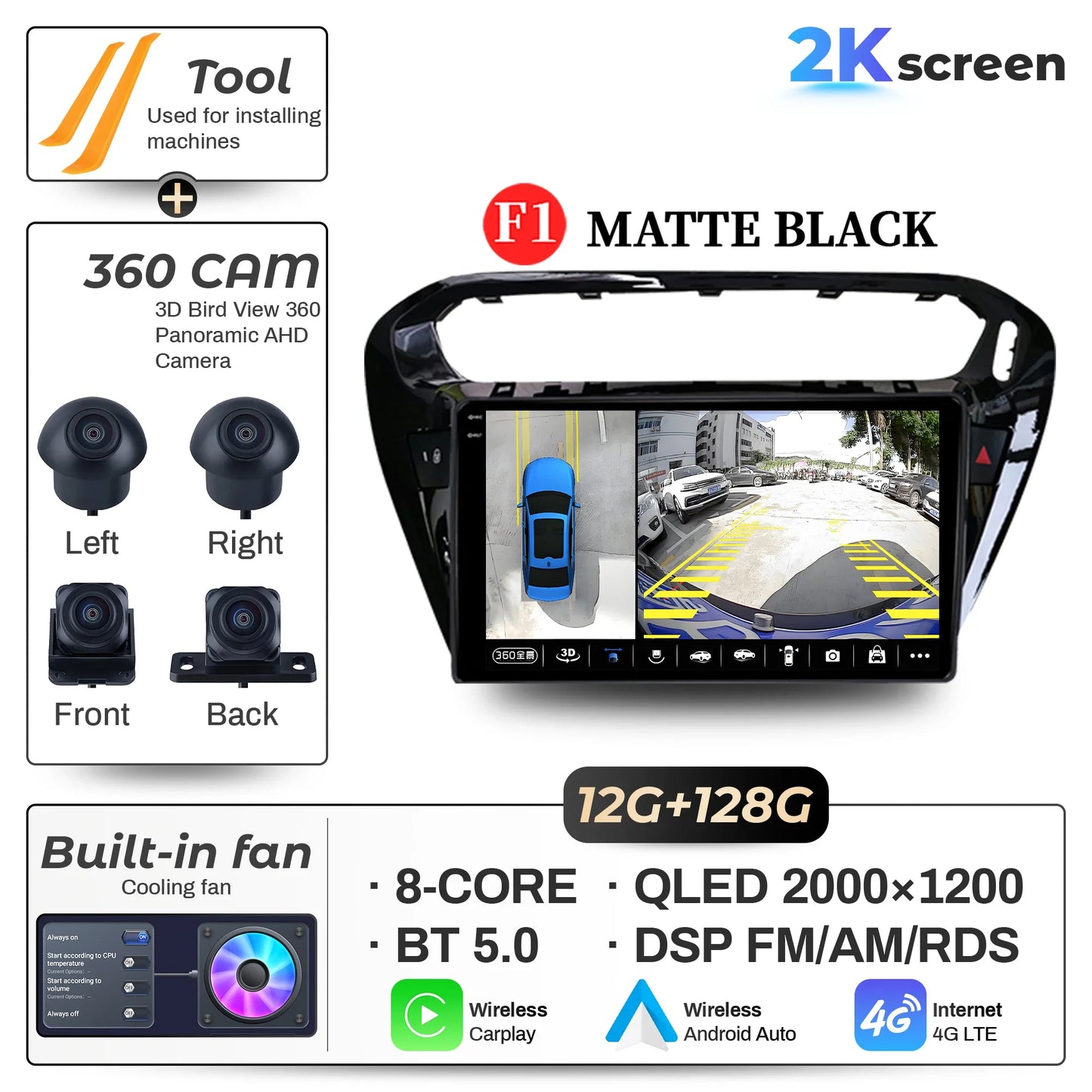 9" Car Radio For Peugeot 301 Citroen Elysee 2013-2018 Android 16 Wireless BT Carplay Multimedia Navigation Touch 2K QLED Screen
