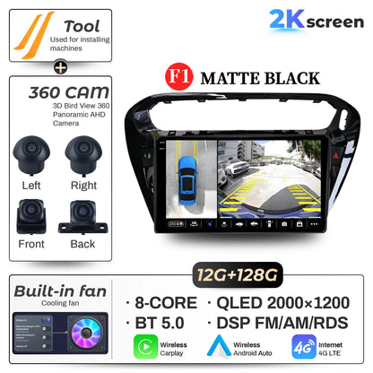 9" Car Radio For Peugeot 301 Citroen Elysee 2013-2018 Android 16 Wireless BT Carplay Multimedia Navigation Touch 2K QLED Screen