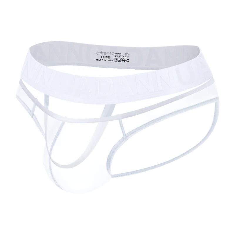 Sexy Underwear Men Low-Rise Sheer Mesh Underwear with Chinese Style Embossed Waistband Breathable G-string for Daily & Nightwear