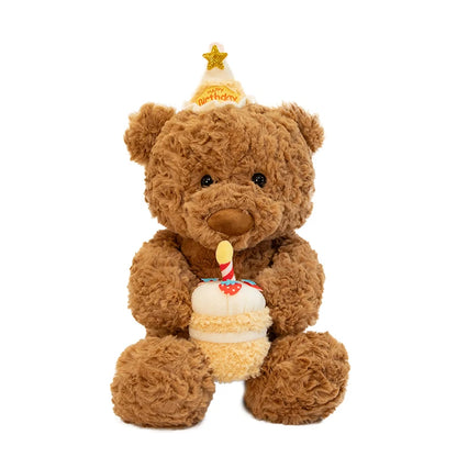 Kawaii Ryan Pajama Bear & Birthday Bear Plush Toy Stuffed Soft Teddy Bear with Eye Mask Pajama and Cake Doll Kid Birthday Gift