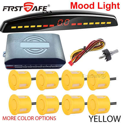 FirstSafe Factory Parking Sensor Kit Front Rear Mood Light Display 6/8 Radar Sensors Auto Backup Monitor Detector Accessories