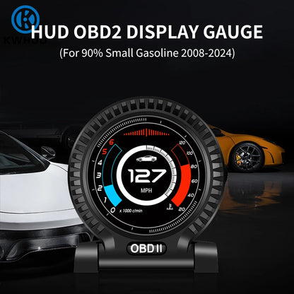 KWHUD HUD Head Up Display on Board Computer OBD2 Display Car Digital Speedometer Tacho Clock Oil Temperature Meters Turbo Gauges