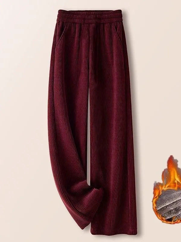 Corduroy Wide Leg Pants High Waist Straight Cut Thickened Women's Loose Fit Trousers Autumn Winter New Style Casual Pants