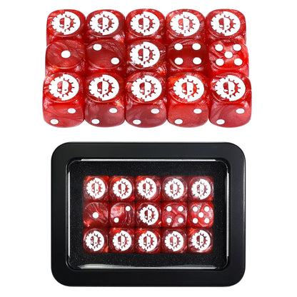 15PCS 16mm/0.63inch D6 Wargaming Dice Set for Tabletop Miniatures Game, Damage Tracking,Army Faction Themed Dice Tokens