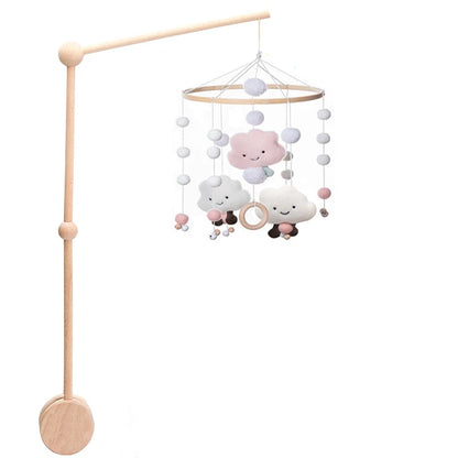 DIY Baby Crib Bed Bell Holder Arm Toy Imitation Wood Grain Infant Bed Decoration Toys Rotating Music Box Nut Screw Arm Bracket