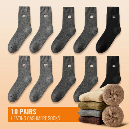 MiiOW Merino Wool Socks Cold Resistant Men Winter Thicken Heated Sock Cashmere Long Sock Snow Boots Retro Brown Warm Towel Socks