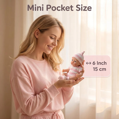 6Inch Handy Palm Mini Doll - Meadow NPK Full Solid Platinum Silicone Super Soft Flexible Elastic Toy with Matching Mini Cloth