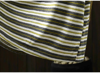 Women Summer Short-sleeve T-shirt 2026 Summer New Stylish Striped Single-pocket Loose T-shirt ZXY154