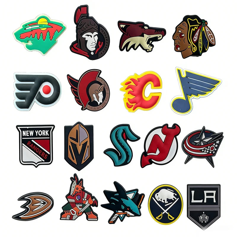 18Pcs/Set Wayne Gretzky Ice Hockey Cartoon Shoes Charms Christmas Decor Accessories Kids Favorite Gifts