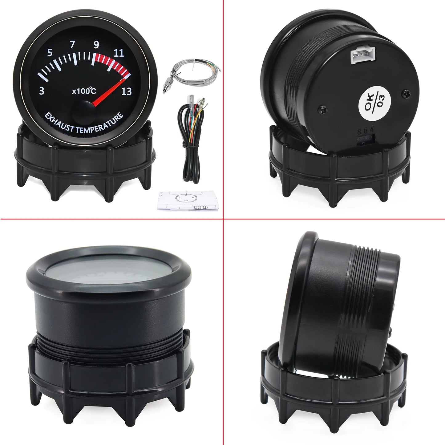 2'' 52mm Racing Car Indicator Water Temp Gauge Oil Temp Meter Voltmeter Oil Press Vacuum Boost Air Fuel Ratio EGT Instrument