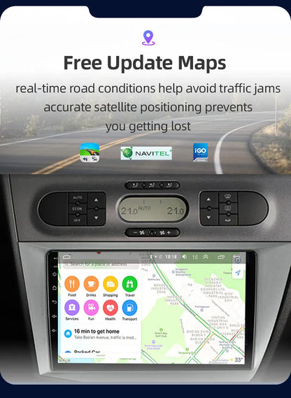 Jundof Car radio For Seat Leon 2 MK2 2005-2012 Carplay Android auto Qualcomm Car stereo Multimedia player 4G Wifi DSP 36EQ RHD