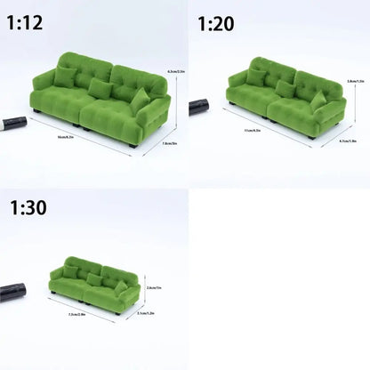 New 1:12 1:20 1:30 Flocking Sofa Model Simulation Dollhouse Decoration Living Room Furniture Mini Sofa House Accessories