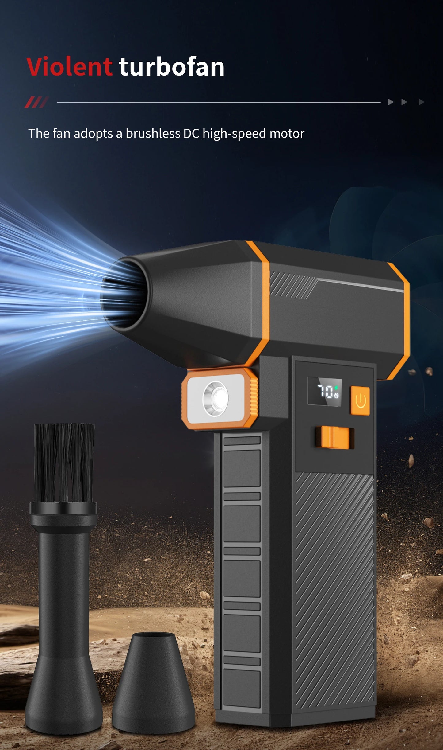 Turbo Jet Fan Electric Air Duster 10000mAh High-Speed Blower 130000RPM for Car PC Home Cleaning Powerful Portable Dryer Tool