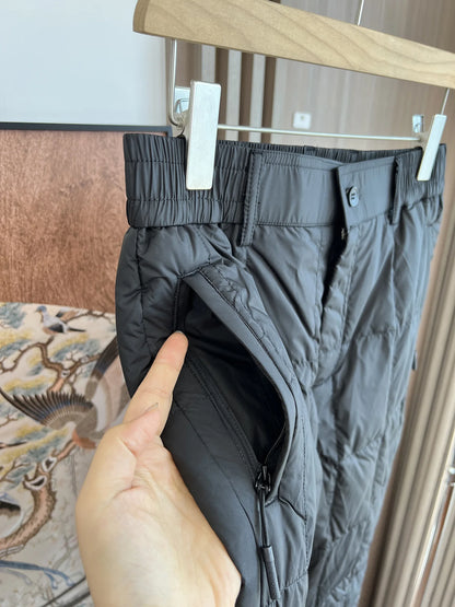 Men's Fashionable Pure Color Casual down Pants 90 Duck down Warm Straight Leg Long Trousers for Winter Business Comfortable A...