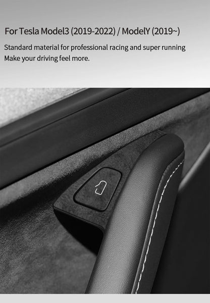 Top Suede For Tesla Model 3 Model Y (2019-2024) Door Switch Button Trim Cover Protection Decoration Car Interior Accessories