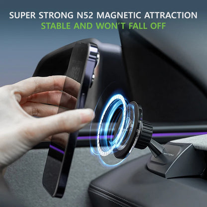 NovaAcc Magnetic Wireless Charging Mount For Tesla Model Y Juniper Model 3 Highland 2024-2026 Left Right Rudder Car Phone Holder