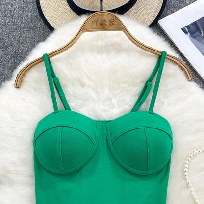 Sexy Fashion Design Camisole Tank Top Women Slim Fit Outerwear Spicy Base Shirt Sexy Backless Vest Short Straight Cut Bodycon