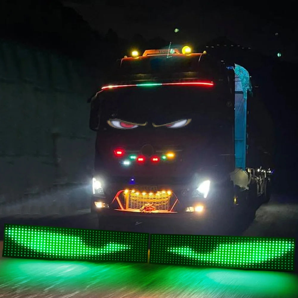 LED Truck Car Devil Eye Dynamic Pixel Panel Light Soft Foldable Lighting Scrolling 12V 24V For Board Windshield APP Remote