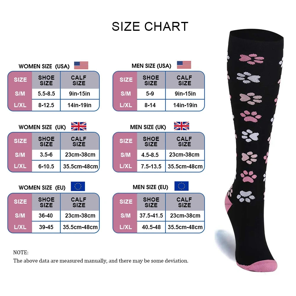 3/5/6 Pairs Compression Socks Exercise Mountaineering Running Sports Socks Elastic Medical Blood Circulation Swelling Nurse Sock