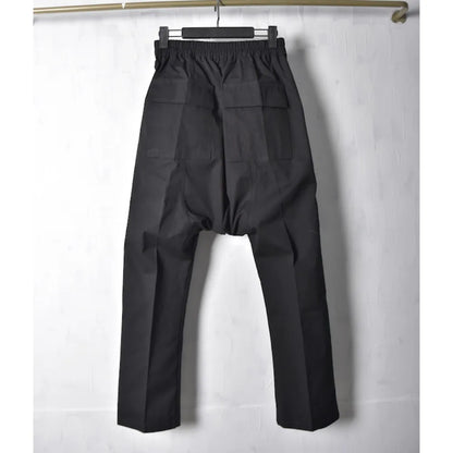 High Street RO Style Cotton Pants Harun Hard Cotton Pants Men's Hanging Crotch Straight Leg Pants Non Elastic Fashion Dark Style