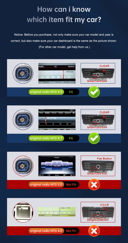 Road Top Wireless CarPlay Android Auto for Mercedes Benz ML GL W166 X166 2012-2015, with Mirror Link AirPlay Car Play Functions