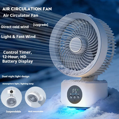 Lenovo Portable Rechargeable USB Wall Hanging Air Fan Remote Control Folding Shake Head Fan with Nightlight Air Cooler Household