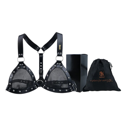 FRKO Sexy Mesh Bra Erotic Costumes Breast Bondage Harness PU Belt Women BDSM Slave Games Underwear Flirting Sex Toys For Couples
