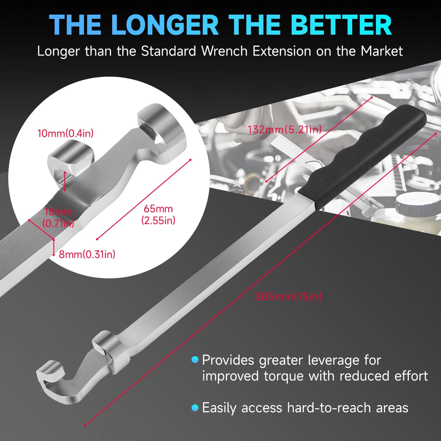 Wrench Extender Tool Bar Electroplating Spanner Torque Amplifier Device for Mechanics for Extra Leverage for Tighten Nuts Bolt
