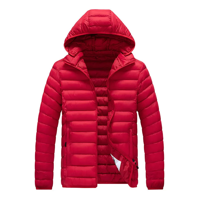 8XL Men's autumn and winter waterproof down jacket, jacket, overcoat, net, hooded casual wear, outdoor wear, hat clothing, men's