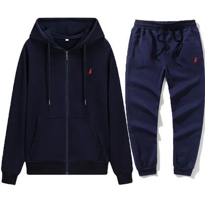 New Men's Autumn and Winter Classic Hoodie and Sweatpants, Suitable for Leisure Fitness, Warm Sports Set