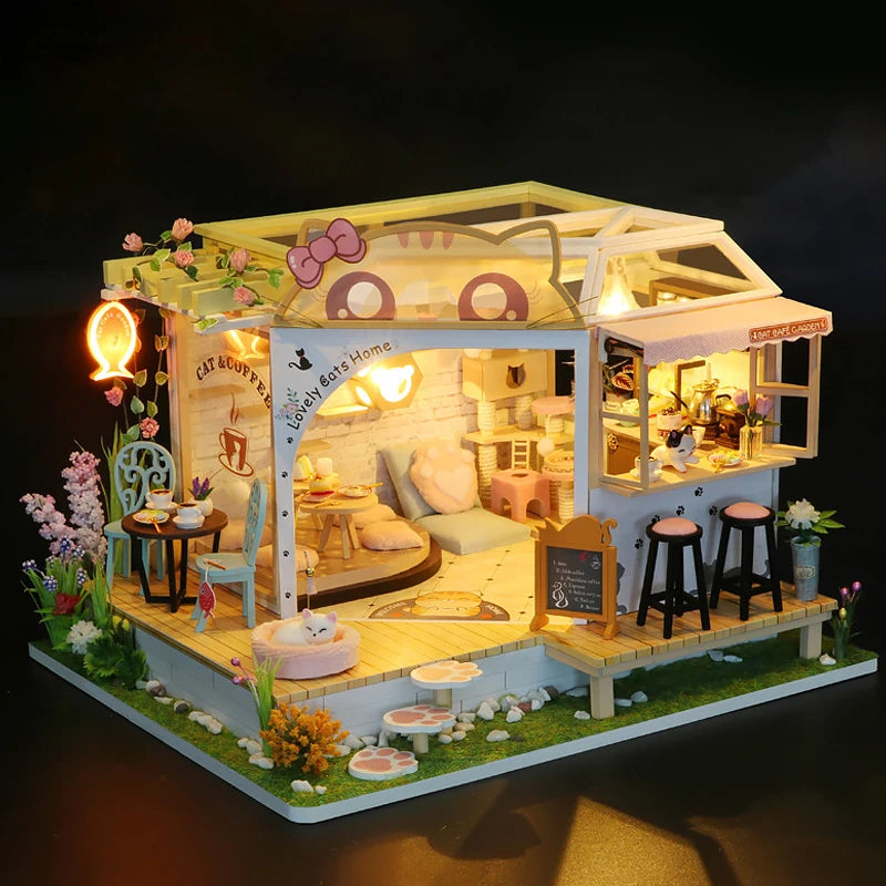 Wooden Miniature Doll House 3D Puzzle Assembly Building Model Kit Small Room Toys Home With Furniture Birthday Gifts Dollhouse﻿