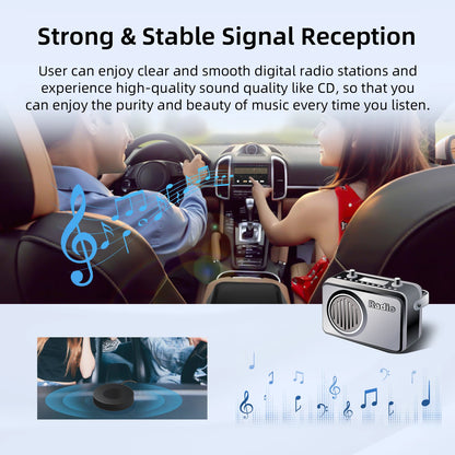 Portable Car DAB/DAB+ Radio Adapter FM Transmitter, ∞ Presets, HD Display, Instant Upgrade, Crystal Clear Sound for All Vehicles