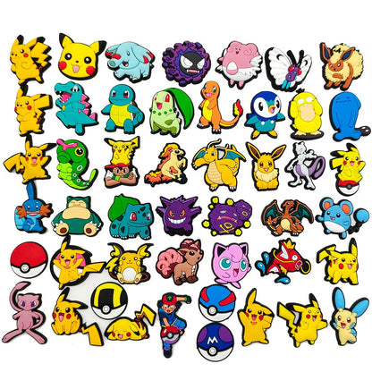 20-100Pcs Potdemiel Pokemon Shoe Charms Accessories DIY Bubble Slides Clogs Sandal Shoe Buckle Decoration For Kids X-mas Gifts