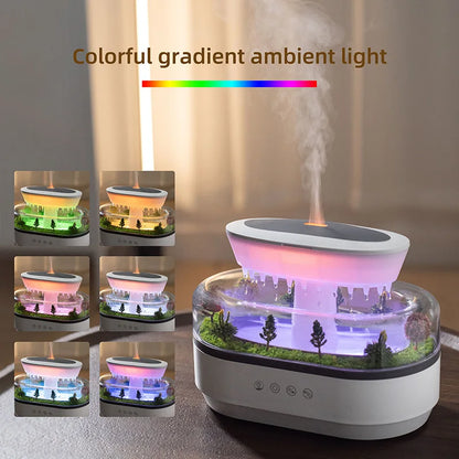 Raindrop Aroma Diffuser with White Noise Music & 7-Color Atmosphere Light, Ultrasonic Air Humidifier for Relaxation, Sleep & Hom