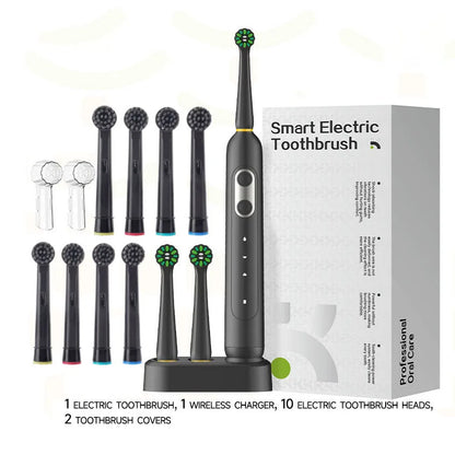 Rotating electric toothbrush induction charging, waterproof, high-performance motor,3 modes 70 day battery life, 10 brush heads