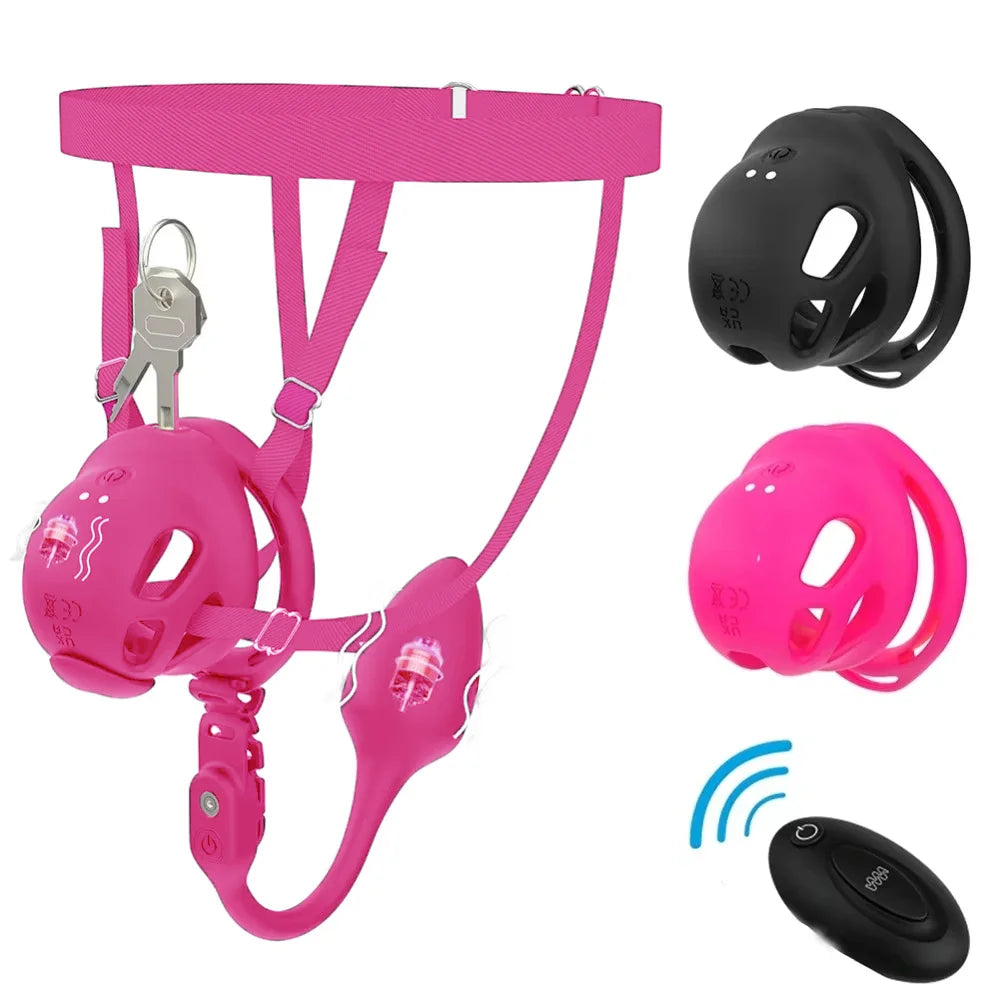 Remote Control Vibration Male Chastity Cage Wearable Chastity Pants Device Anal Plug Vibrator Peins Plug Adult Sex Toy for Men