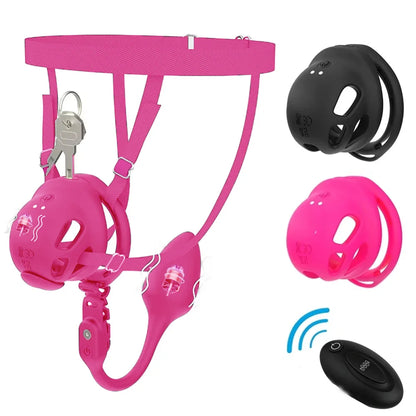 Remote Control Vibration Male Chastity Cage Wearable Chastity Pants Device Anal Plug Vibrator Peins Plug Adult Sex Toy for Men
