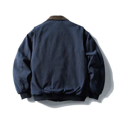 AMEKAJI Retro Japanese Men's Cotton Jaet Thiened Warm Casual Loose Collar Workwear Outerwear Trendy Winter Coat
