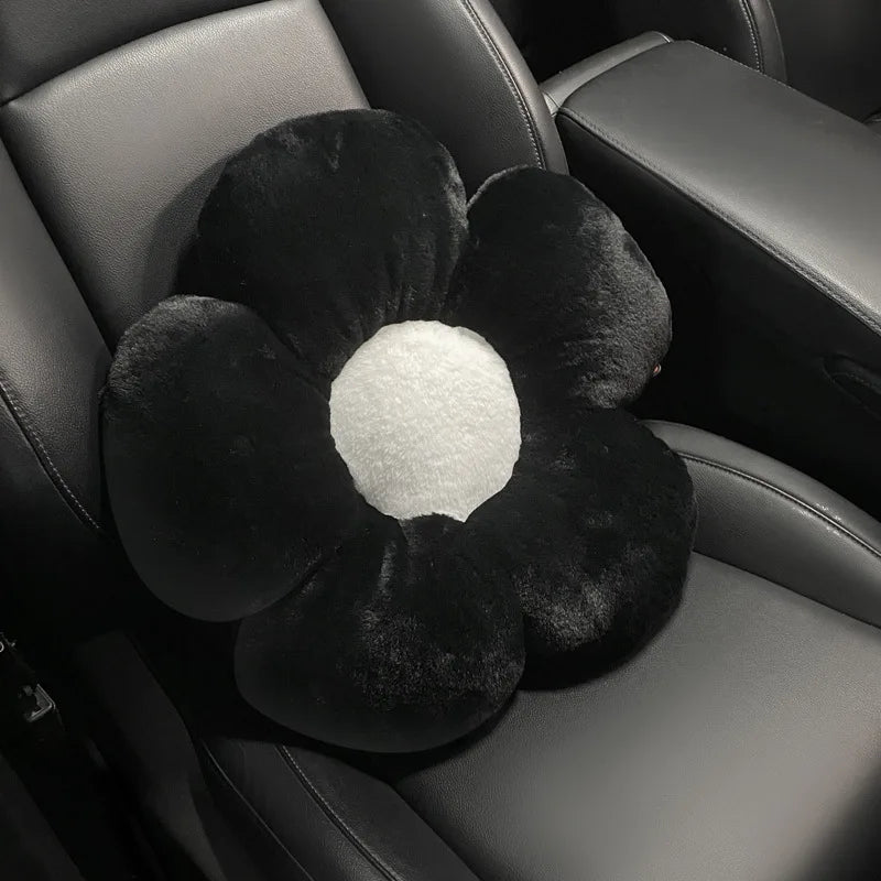 Winter New Cartoon Plush Car Cushion Simple Black White Thickened Anti Slip Women's Auto Seat Pad Cute Interior Modification