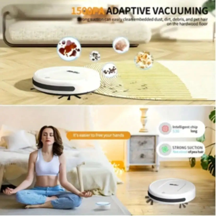 2-in-1 Robot Vacuum and Mop Combo, Wet & Dry Cleaning, Multiple Modes, Perfect for Pet Hair, Debris, Hard Floors, and Low-Pile Carpets