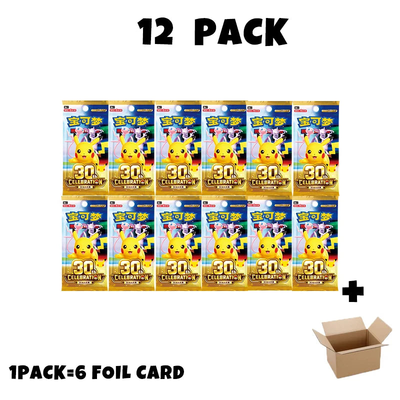 New Pokemon 30th Anniversary All Foil Cards Chinese Ver Booster Pack Special New PTCG Sealed FUR Pikachu Cards For Collection